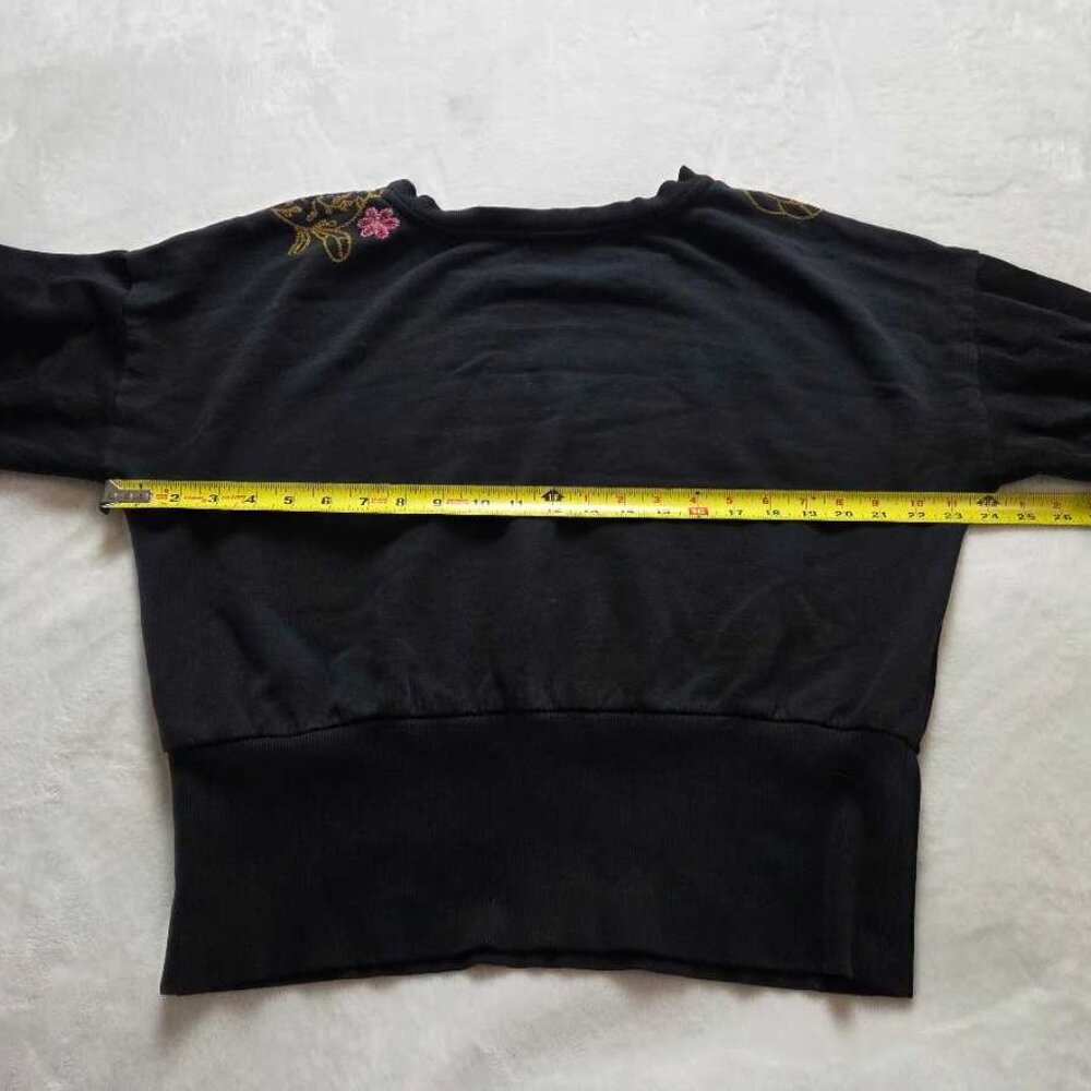 L By Anthropologie embroidered floral sweatshirt sweater in black - Picture 8 of 11